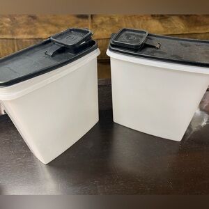 Set up two  Tupperware Black and White Storage Containers